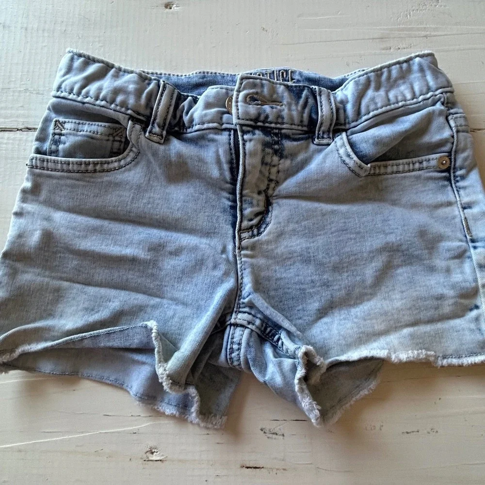Justice Girls Denim Shorts Bundle Size 12 Lot of 4 White Blue Sequin Pocket Hem